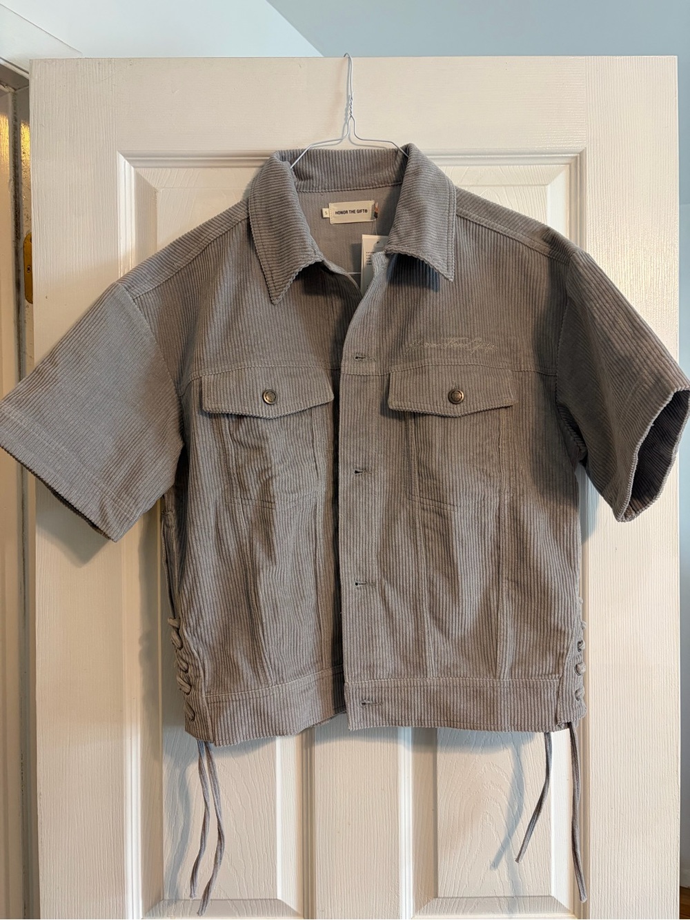 NWT Honor The Gift Corduroy Short Sleeve Lace-Up Side Utility Jacket Size S